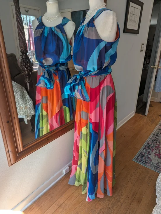 Soft Surroundings Blue Multicolor Halter Maxi Dress - Picture 5 of 10